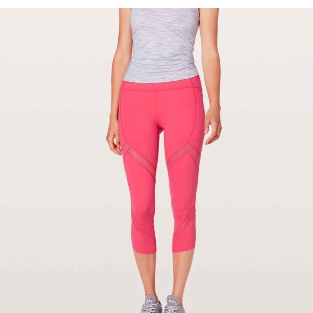 Lululemon On Pace Crop 21" Leggings Hot Coral Pink 6